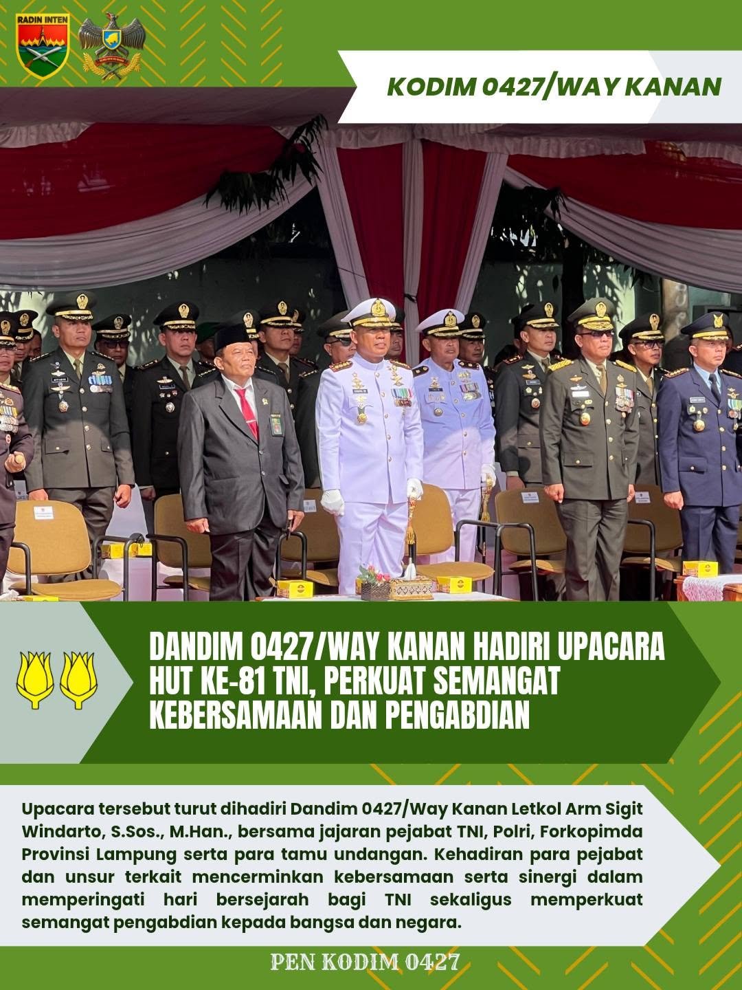 HUT KE-81 TNI: SEMANGAT DAN SINERGI BERSAMA RAKYAT